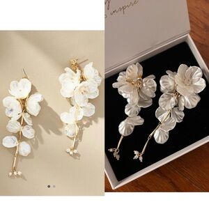 Anthropologie Blossom Drop Earrings Ivory